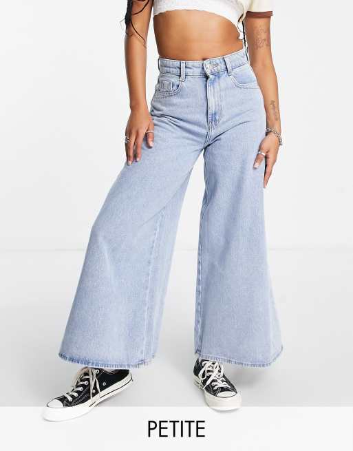 Only Petite Giulia wide leg jeans in light blue denim