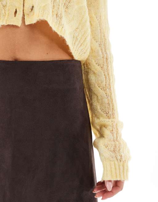 ONLY Petite - Gonna lunga in camoscio sintetico marrone, 5 di 5