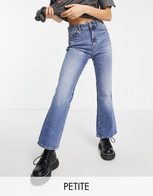 Thrust malt Deqenereret Only Petite Hailey flare jean in mid blue wash | ASOS