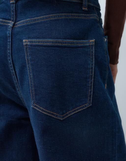 ONLY Petite Hannah ekstra højtaljede jeans med brede ben i mørkeblå rinse, 5 af 5