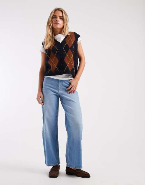 ONLY Petite Hannah extra high waist wide leg jeans in light blue denim