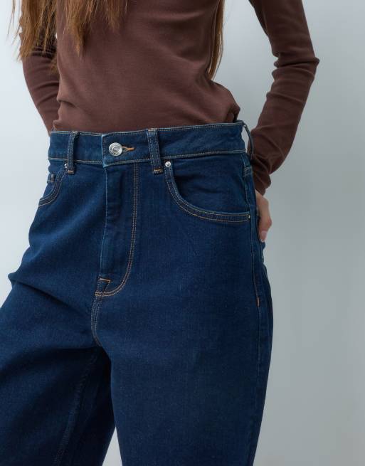 ONLY Petite Hannah Jeans mit extra hohem Bund und weitem Bein in Dunkelblau, 3 von 5