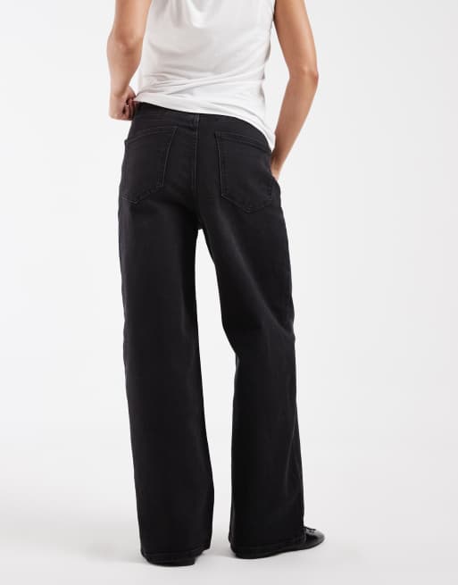 ONLY Petite Hannah Jeans mit extra hohem Bund und weitem Bein in verwaschenem Schwarz, 5 von 5