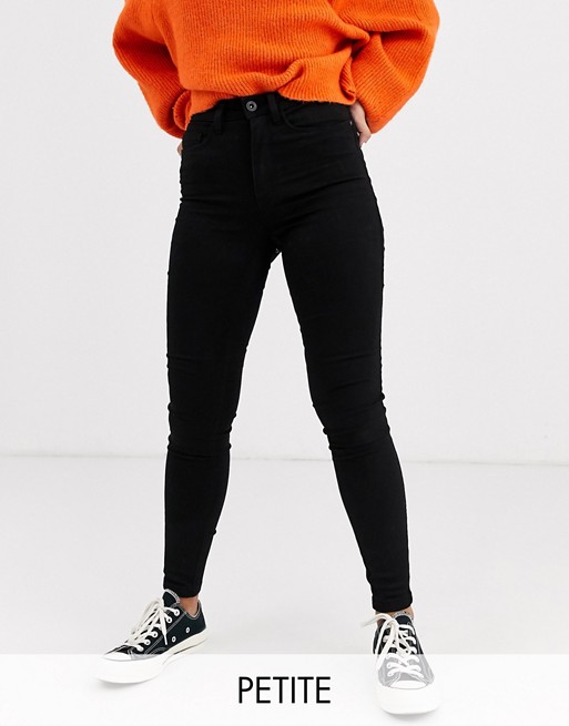 Only Petite Royal high waist skinny jeans in black