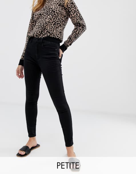Only Petite high waist skinny jeans in black