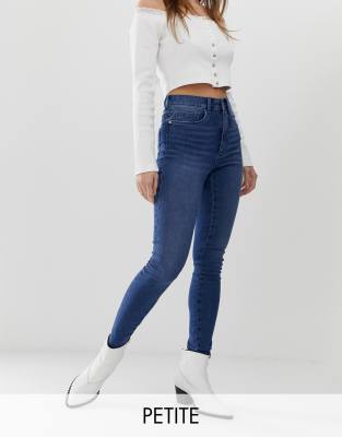 Only Petite high waist skinny jeans in dark blue - ASOS Price Checker