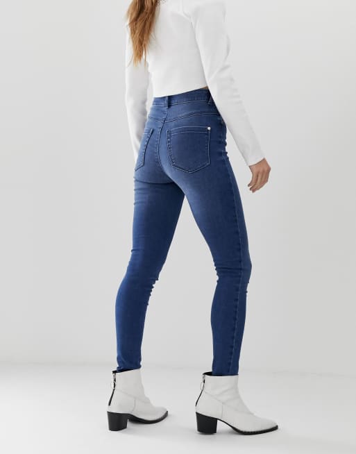 Petite high waist skinny jeans in dark blue | ASOS