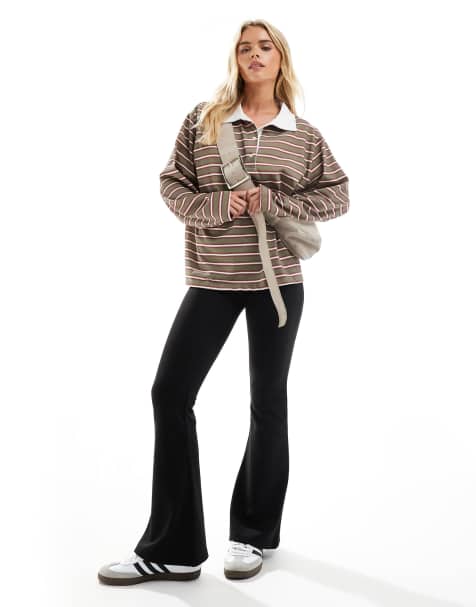 Only Petite high waisted flared pants in black - view 1