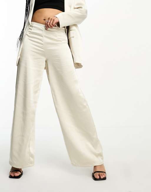 Only Petite oversized satin blazer and palazzo trouser co-ord in