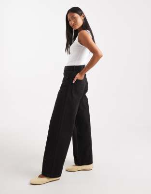 Only Petite Hope High Rise Wide Leg Jeans In Black
