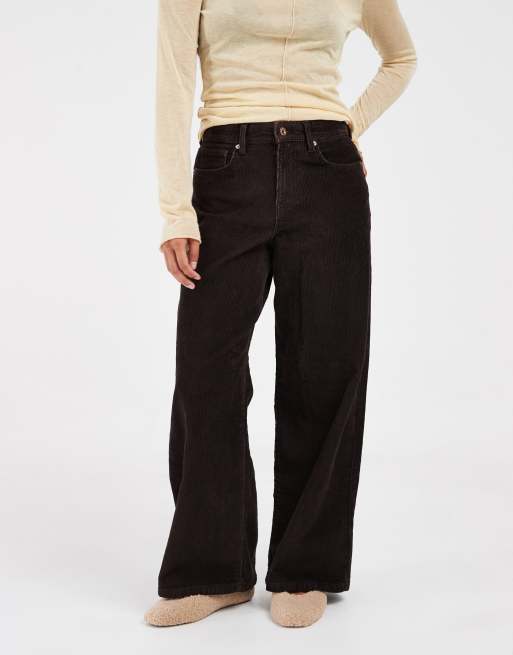 ONLY Petite Hope high waist wide leg cord trousers in dark brown, 2 of 5