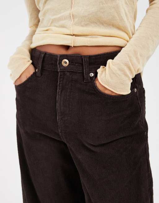ONLY Petite Hope high waist wide leg cord trousers in dark brown, 4 of 5