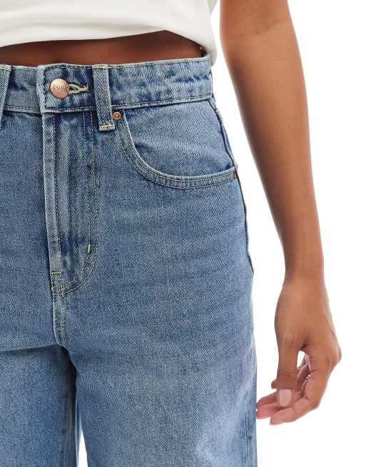 ONLY Petite Hope high waisted wide leg jeans in light blue , 2 of 5