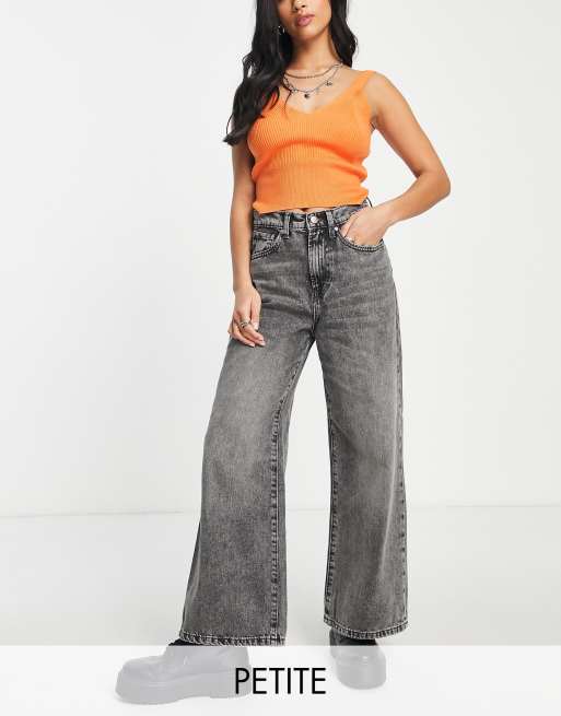 Only Petite - Hope - Jean large à taille haute - Gris délavé