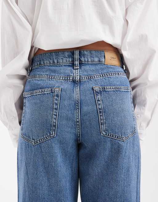 ONLY Petite - Hope - Jeans a fondo ampio e vita medio alta blu medio con bottoni , 3 di 5