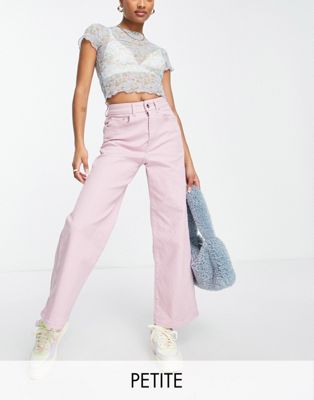 Only Petite Hope wide leg jean in light pink - ASOS Price Checker
