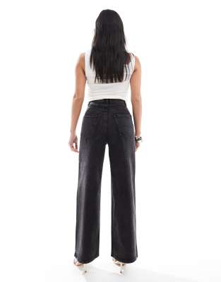 Only Petite Hope Wide Leg Jeans With Rhinestones In Black