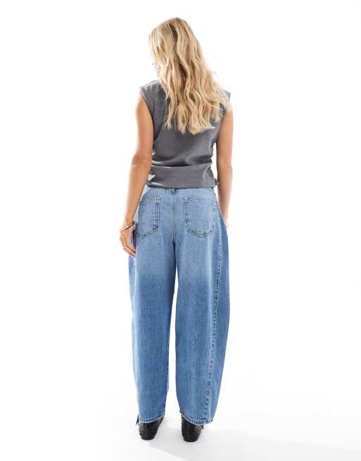 Only Petite - Jean coupe ample à empiècement sur le côté - Bleu moyen, 2 de 5
