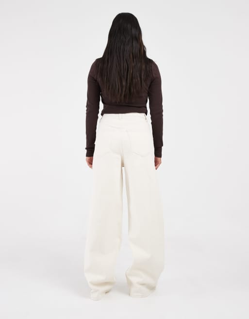 ONLY Petite jean large taille très haute Hannah écru, 2 de 5