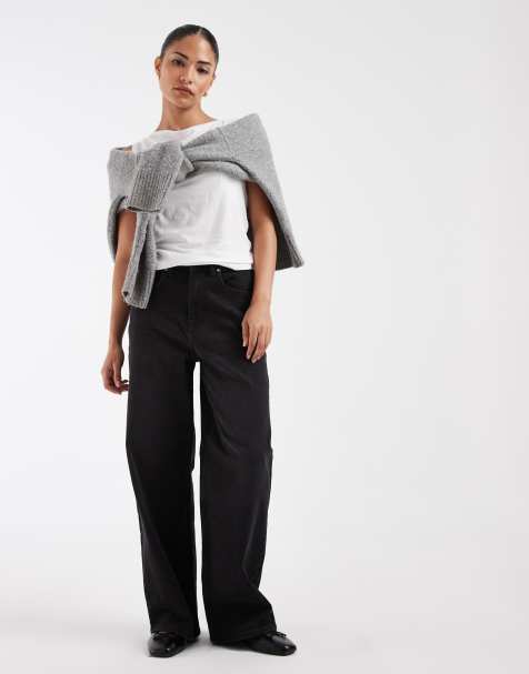 ONLY Petite jean large taille très haute Hannah noir délavé - view 1