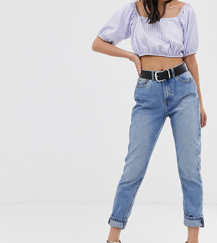 Only Petite – Jeans i mom jeans-modell-Blå
