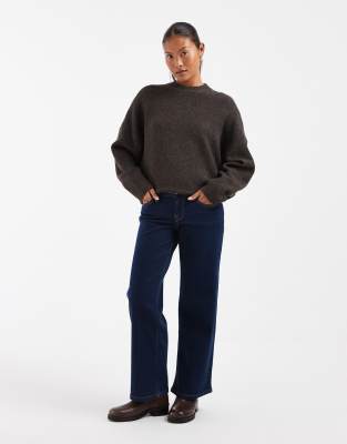 Only Petite Judy Low Rise Wide Leg Jeans In Blue