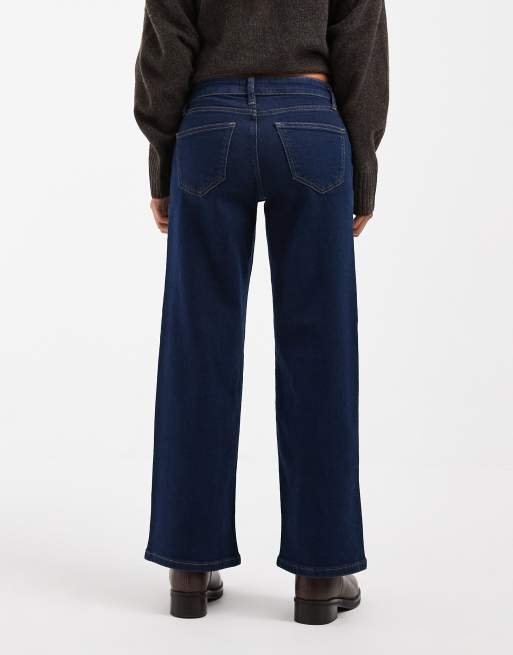 ONLY Petite Judy low rise wide leg jeans in dark blue rinse, 3 of 5