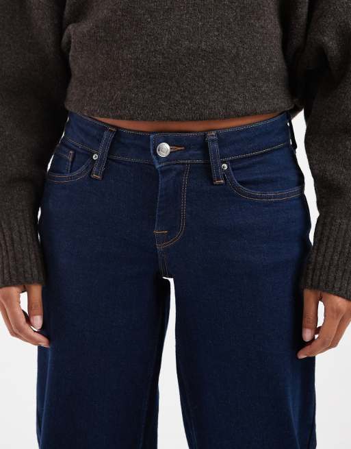 ONLY Petite Judy low rise wide leg jeans in dark blue rinse, 5 of 5