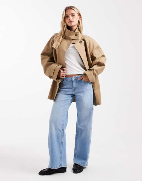 ONLY Petite Judy low rise wide leg jeans in light blue denim - view 1