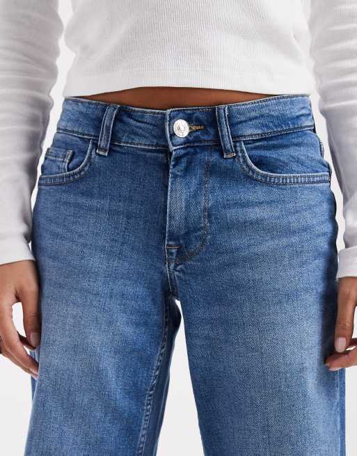 ONLY Petite Judy low rise wide leg jeans in mid blue denim, 5 of 5
