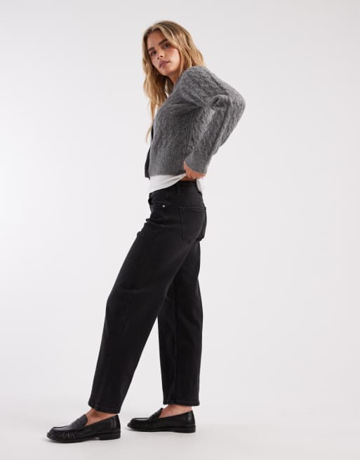 ONLY Petite Judy low rise wide leg jeans in washed black, 3 of 5