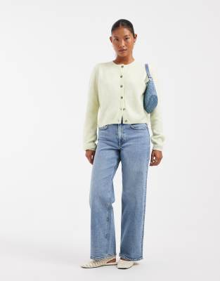 Only Petite Juicy High Rise Wide Leg Jeans In Blue