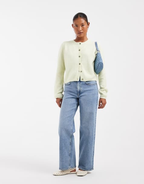 ONLY Petite Juicy high rise wide leg jeans in mid blue - view 1
