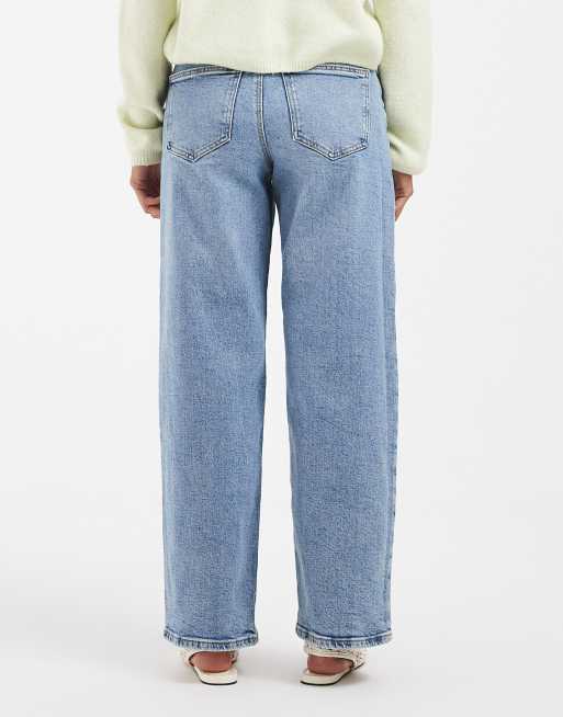 ONLY Petite Juicy high rise wide leg jeans in mid blue, 3 of 5