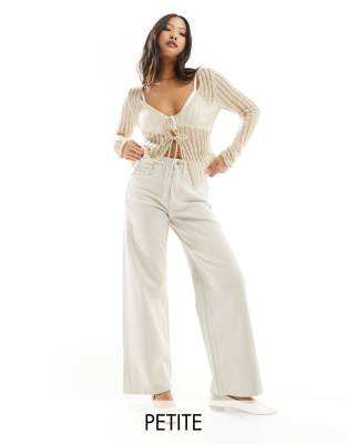 Juicy high waisted wide leg jeans in ecru-White