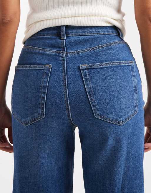 ONLY Petite - Juicy - Jean ample à taille haute et nervures - Bleu denim foncé, 5 de 5