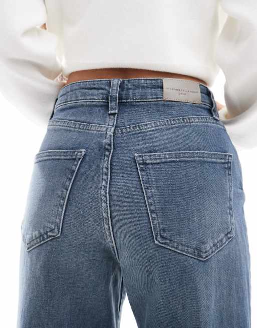 ONLY Petite – Juicy – Jeans in Blaugrau mit hohem Bund und weitem Bein , 4 von 5