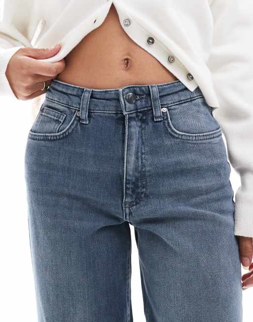 ONLY Petite – Juicy – Jeans in Blaugrau mit hohem Bund und weitem Bein , 5 von 5
