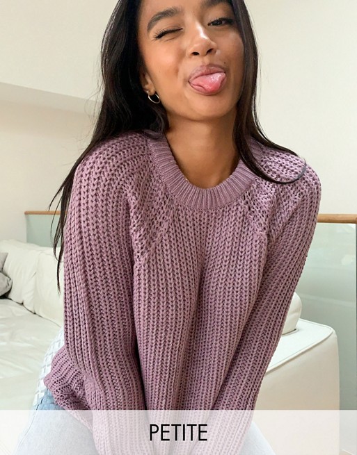Only Petite jumper in chunky cable knit in purple
