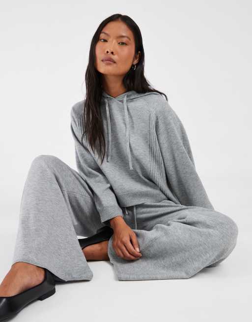ONLY Petite knit hoodie in mid gray - part of a set, 3 of 4