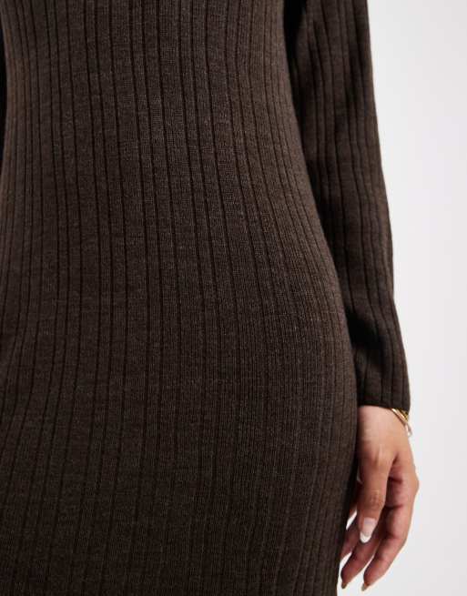 ONLY Petite knit maxi dress in chocolate brown