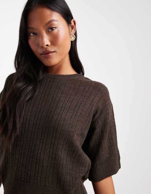 ONLY Petite knit top in chocolate brown - part of a set, 3 of 4