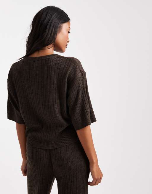 ONLY Petite knit top in chocolate brown - part of a set, 4 of 4