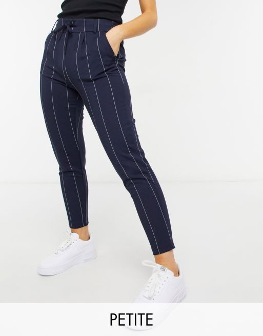 Eindig Atlas vitamine Only Petite - Krijtstreep broek in marineblauw | ASOS