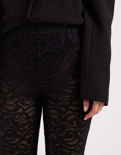 ONLY Petite lace flared pants in black, 4 of 5