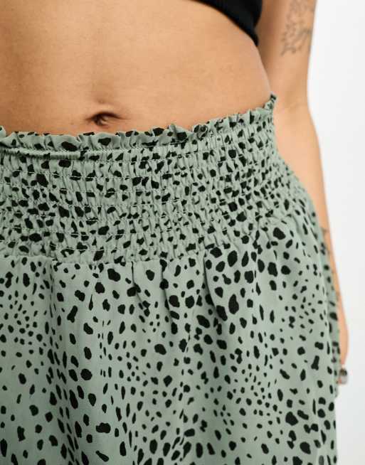 Petite green spotted midi skirt sale