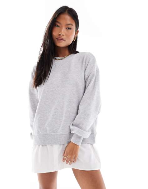 ONLY Petite layered sweat mini dress in light grey melange - view 1