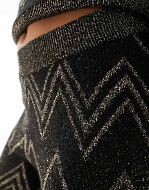 ONLY Petite lightweight chevron trouser co-ord in black and silver glitter , 5 of 5