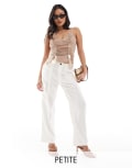 [Only Petite] ONLY Petite linen mix loose fit cargo pants in white XL WHITE