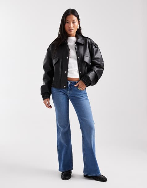 ONLY Petite Lola super low waist flared jeans in light blue denim